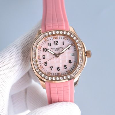 GR Factory Patek Philippe Aquanaut 9015 Movement 904L Steel 38.8mm Pink Strap Watch